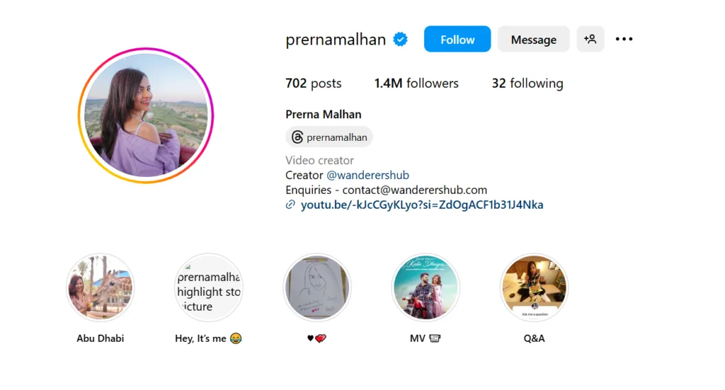 Prerna Malhan Instagram