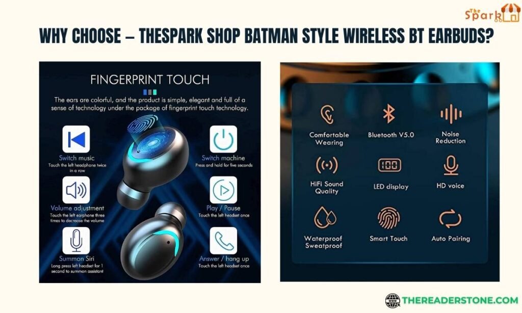 Thespark Shop Batman Style Wireless Bt Earbuds